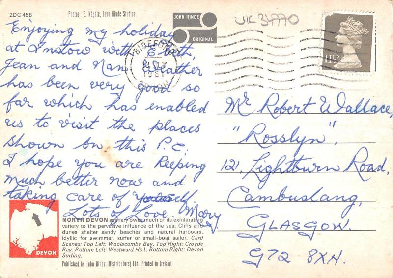 uk34770 greetings from north devon uk