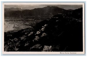 c1910's Birds Eye View Hong Kong Harbour Unposted Antique RPPC Photo Postcard 