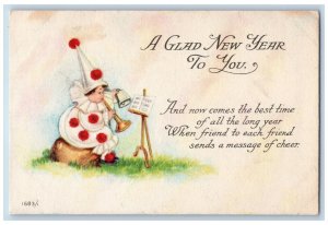 Santa Rosa California CA Postcard New Year Little Kid With Trumpet Costume 1916