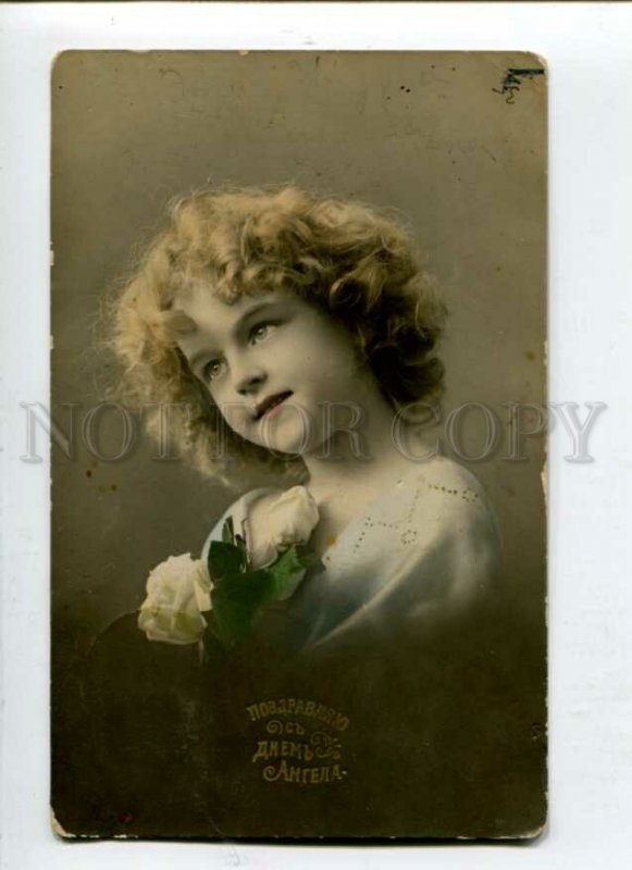 3115839 Girl w/ White ROSES Flowers Vintage PHOTO tinted PC