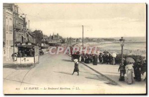 Postcard Old Tram Train Havre Maritime Boulevard