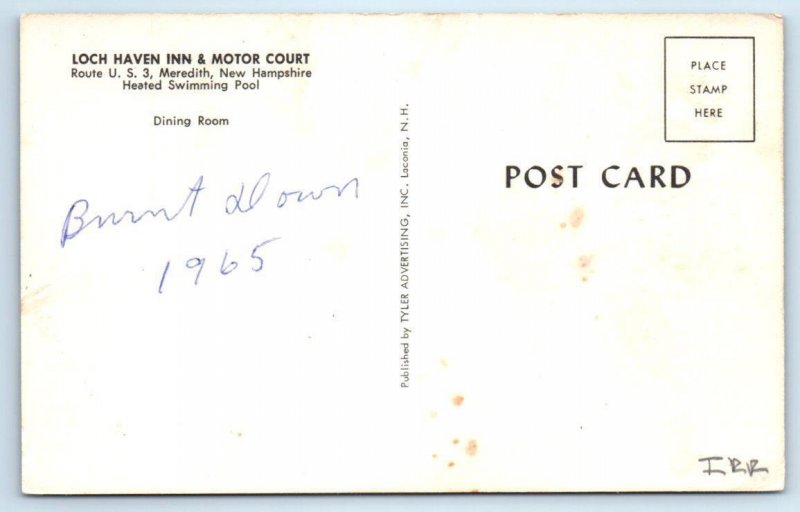 MEREDITH, NH New Hampshire ~ Roadside LOCH HAVEN INN & Motor Court 1965 Postcard