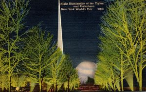 New York World's Fair Night Illumination Of The Trylon and Perisphere