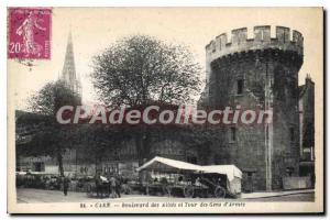 Old Postcard Caen Boulevard des Allies and turn Gens d'Armes