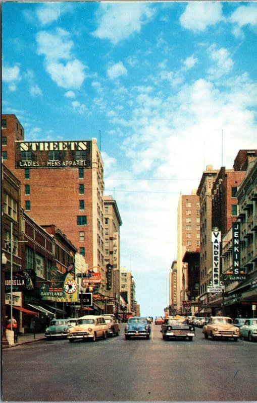 Vtg Tulsa Oklahoma OK Main Street View Looking North Old Cars 1950s Postcard