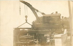 Postcard RPPC 1911 Illinois Children Alton Railroad crane construction 23-12363