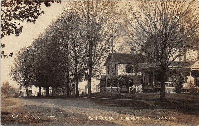 G89/ Byron Centre Michigan RPPC Postcard 1911 Cherry St Homes