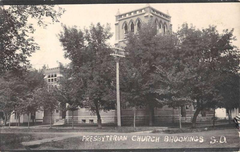 Brookings South Dakota Presbyterian Church Real Photo Antique Postcard K55370