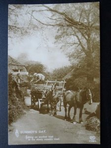 Devon Mothecombe - Summer's Day HORSE DRAWN LOGGING / TIMBER CART c1909 RPPC