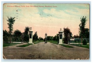 1912 Entrance Keney Park from Woodland St. Hartford Connecticut CT Postcard 