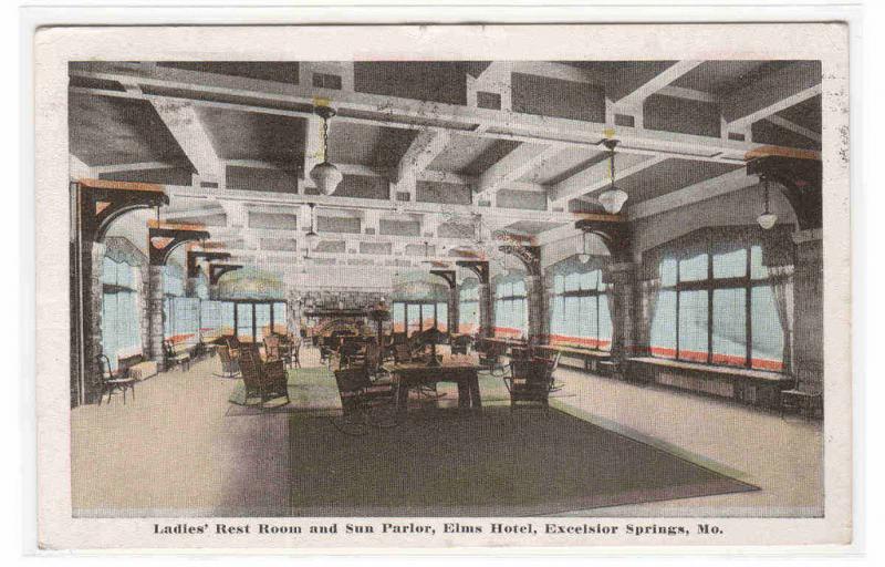 Ladies Rest Room Sun Parlor Elms Hotel Excelsior Springs Missouri 1916 postcard