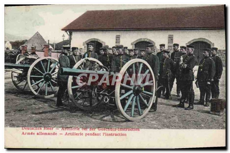 Postcard Old Army German Army Artillery during & # 39instruction