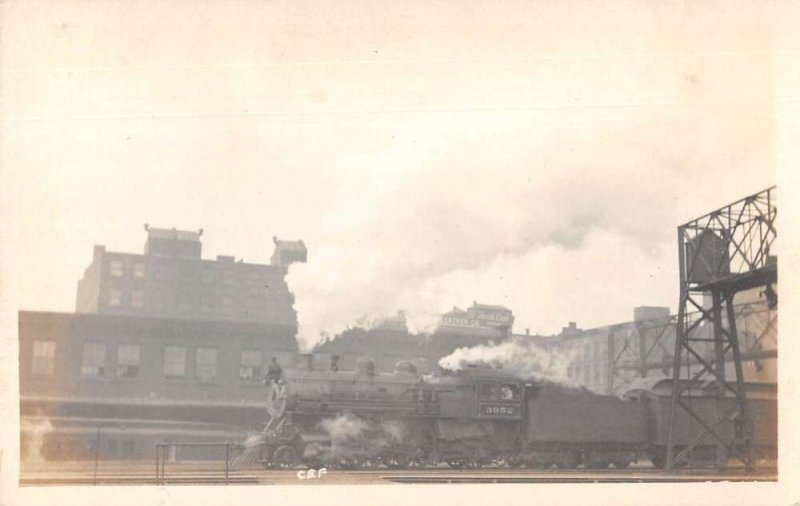 Boston Massachusetts NYC 3952 Train Engine Real Photo Vintage Postcard AA23414