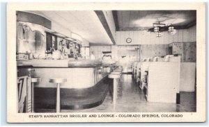 COLORADO SPRINGS, CO ~ Roadside Stan's MANHATTAN BROILER & BAR c1950s Postcard