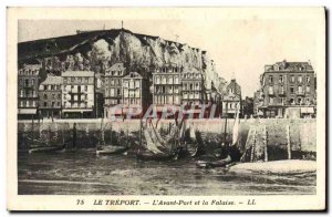Old Postcard Treport L & # 39Avant Harbor and Cliff Yacht