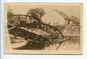 426142 WWI POLAND Goldap destroyed bridge Vintage german military post postcard
