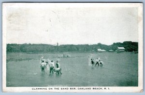 1935 OAKLAND BEACH RHODE ISLAND RI CLAMMING ON THE SAND BAR POSTCARD