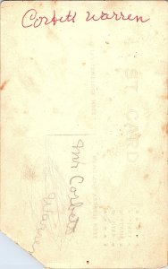 RPPC Handsome Young Man w/ Ornate Studio Chair Corbett Warren c1918