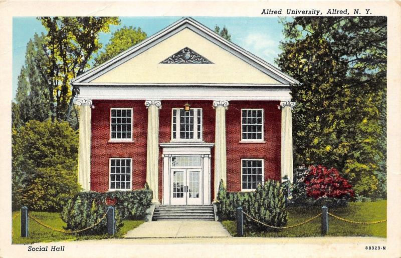 Alfred New York~Alfred University Social Hall~Greek Ionic Columns in Front~1948