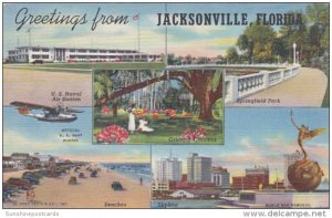 Florida Jacksonville Greetings From Showing Naval Air Station The Beaches Spr...