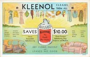 Erie PA KLEENOL Cleans Them All Advertising Linen Curt Teich Postcard