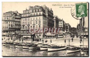 Postcard Old Marseille Qaui Belgians and street Cannebiere