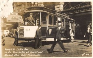 Cable Car On Turntable Powell and Market Streets by Clinton Cafe USA RPC Old ...