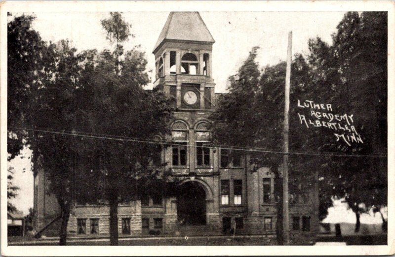 Antique Postcard RPPC Luther Academy Albert Lea Minnesota MN Exterior View