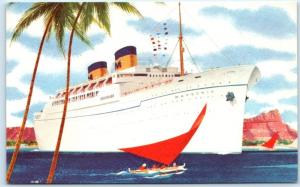 Matson Lines Luxury Liner  MATSONIA   San Francisco, L.A. to Honolulu   Postcard