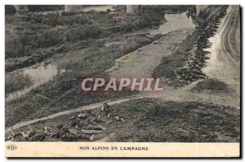 Old Postcard Militaria Alpine hunters Our Alpine countryside