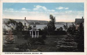 Belfast Maine~Bradbury Grounds~Houses-Gazebo in Yard~Penobscot Bay Bknd~1920s Pc