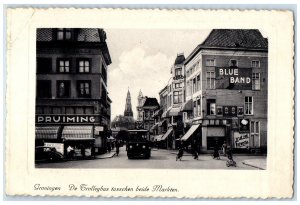 c1930's Groningen The Trolleybus Between Both Markets Netherlands Postcard