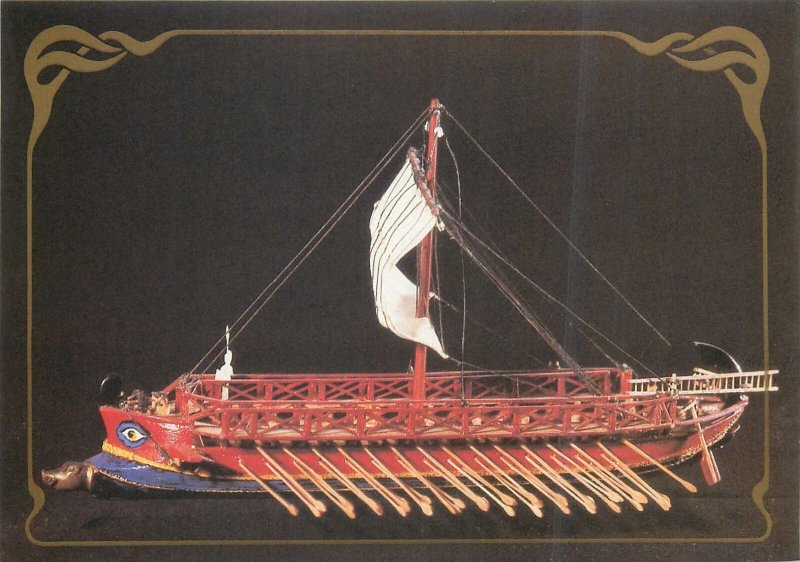 History of navigation Postcard Greek bireme cca 50 AD