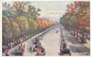 Vintage Vienna Prater Hauptallee Artist Postcard Austria Ferris Wheel B. K. &