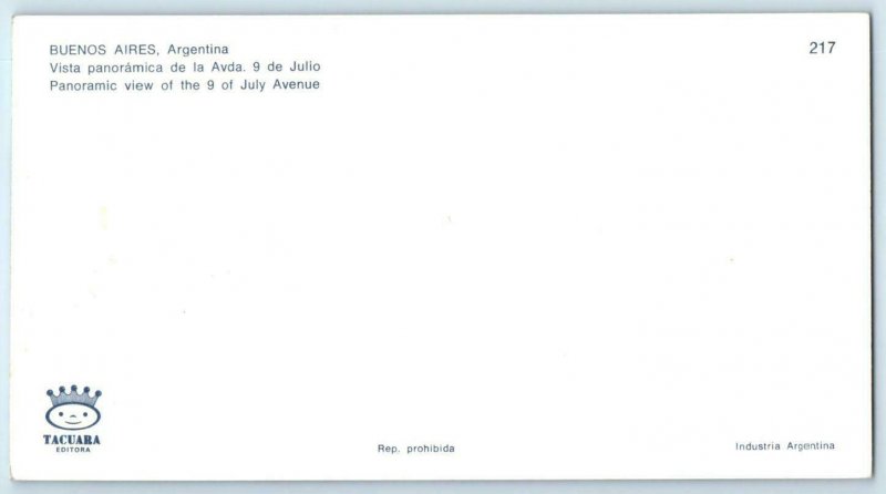 2 Long Postcards BUENOS AIRES, ARGENTINA ~Avenida 9 de Julio, Britania Plaza