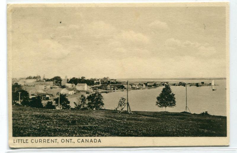 Panorama Little Current Ontario Canada 1938 postcard