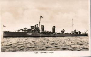 RPPC Photo British Royal Navy HMCS Ottawa (H60)  Destroyer War