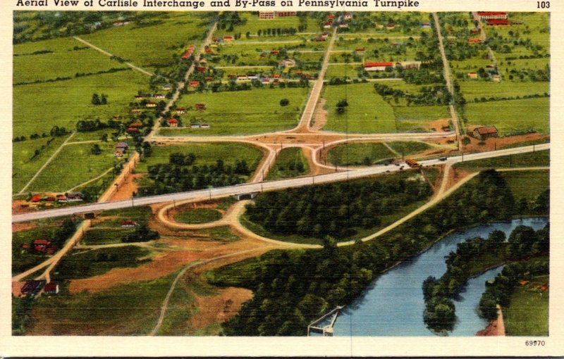 Pennsylvania Turnpike Aerial VIew Of Carlisle Interchange and By-Pass