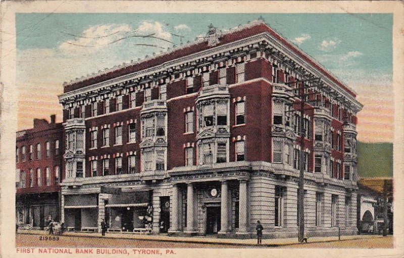 Postcard First National Bank Building Tyrone PA