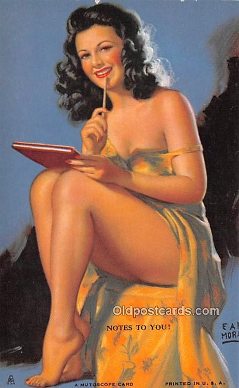 Notes to You, Earl Moran 1945 Mutoscope Artist Pin Up Girl, Non Postcard Back...