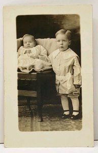 RPPC Children Adorable Boy Precious Clothing c1910 Postcard C6