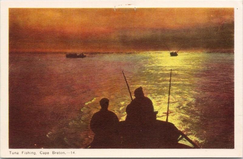 Tuna Fishing Cape Breton Nova Scotia NS Fisherman Postcard D75 As Is