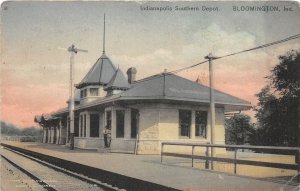 G72/ Bloomington Indiana Postcard 1912 Indianapolis Southern Railroad Depot 2