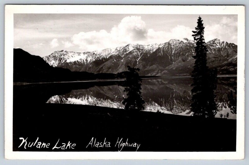 Kluane Lake, Alaska Highway, Yukon Canada, Vintage Real Photo RPPC Postcard