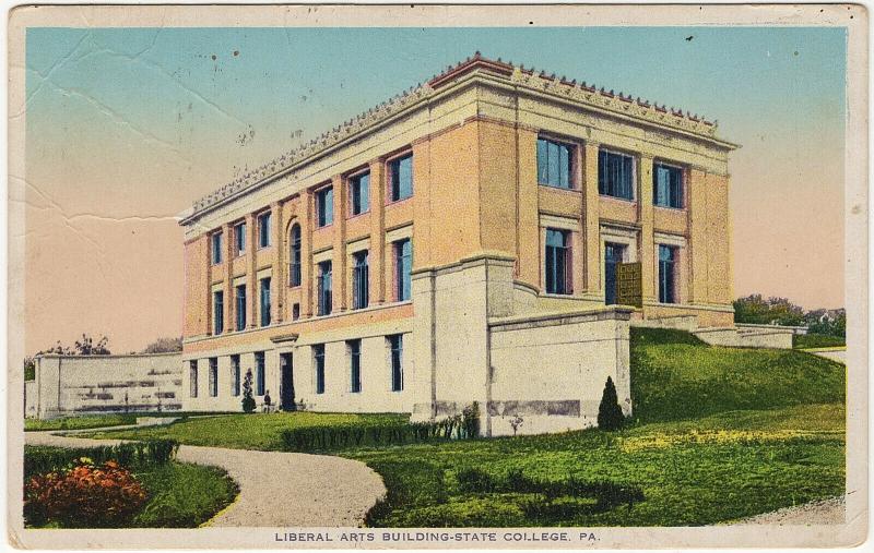 1915 State College PA Liberal Arts Building Penn University Centre WB Postcard