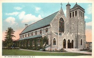 Vintage Postcard St. John's Church Religious Building White Plains New York NY 