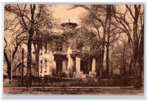 c1910's Aurora Historical Museum Building Over View Aurora Illinois IL Postcard