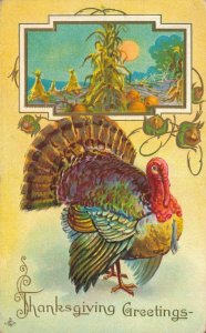 Thanksgiving Greetings Embossed Turkey  06.14