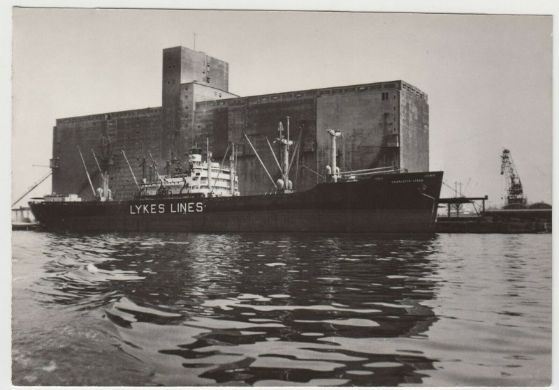 Shipping; MV Charlotte Lykes At Szczecin Grain Elevator RP PPC, Unused, c 1960's