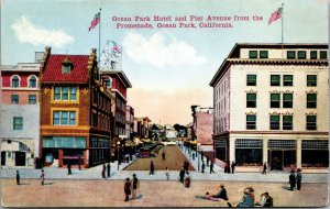 Postcard Ocean Park Hotel & Pier Avenue in Ocean Park, California~133033